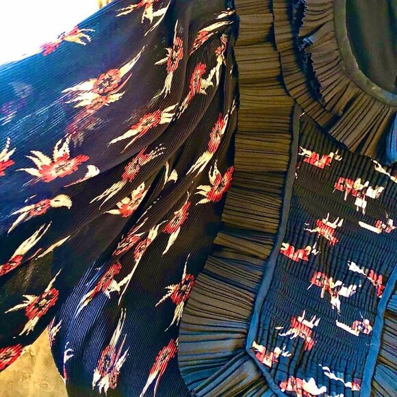 NWT Designer ISABEL MARANT Wilem Haut Ruffle Pleat Blouse Black M MSRP $1375 - Picture 6 of 10